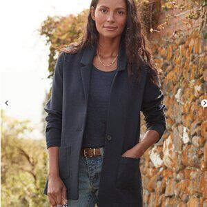 Garnet Hill Classic Navy Heather Blazer Size 6 Regular $189